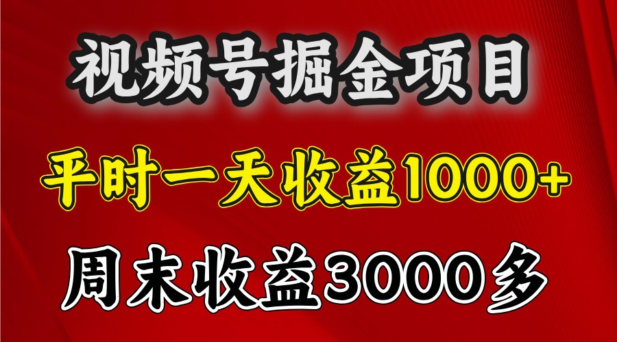一天收益1000+ 视频号掘金,周末收益会更高些-资源宝库