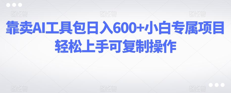 靠卖AI工具包日入600+小白专属项目轻松上手可复制操作-资源宝库
