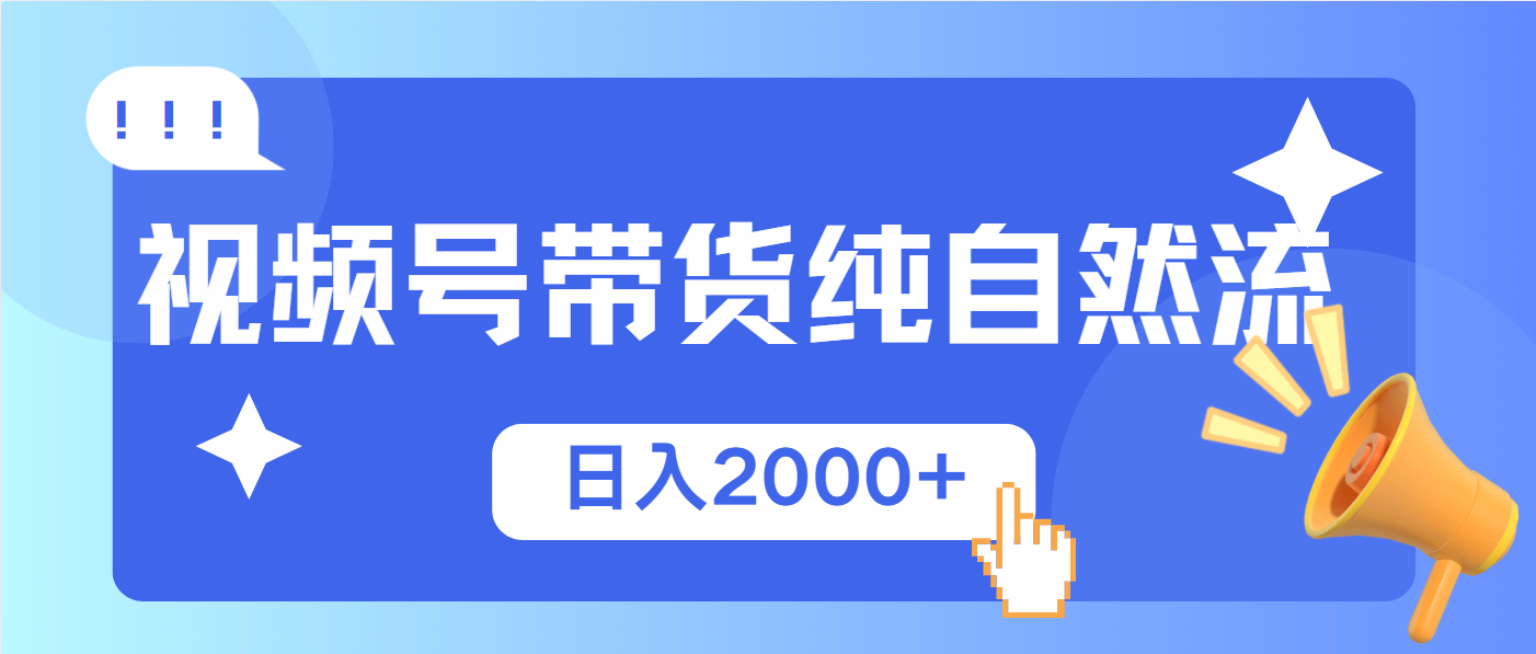 视频号带货，纯自然流，起号简单，爆率高轻松日入2000+-资源宝库