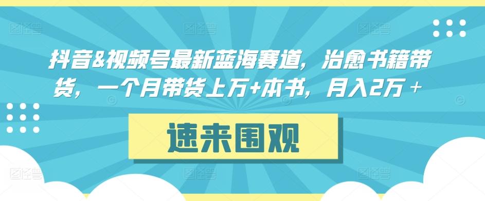 抖音&视频号最新蓝海赛道，治愈书籍带货，一个月带货上万+本书，月入2万＋【揭秘】-资源宝库