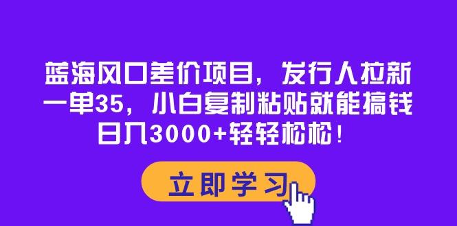 蓝海风口差价项目，发行人拉新，一单35，小白复制粘贴就能搞钱！日入30...-资源宝库