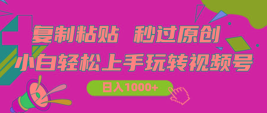 视频号新玩法 小白可上手 日入1000+-资源宝库
