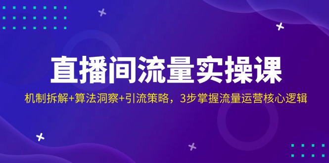 直播间流量实操课:机制拆解+算法洞察+引流策略,3步掌握流量运营核心逻辑-资源宝库