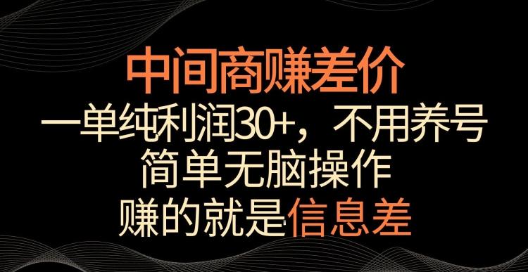 中间商赚差价，一单纯利润30+，简单无脑操作，赚的就是信息差，轻轻松松日入1000+【揭秘】-资源宝库