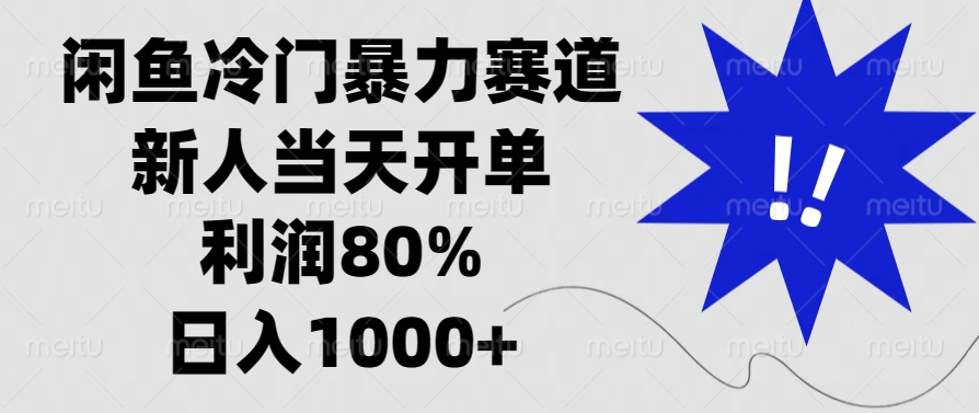 闲鱼冷门暴力赛道，新人当天开单，利润80%，日入1000+-资源宝库