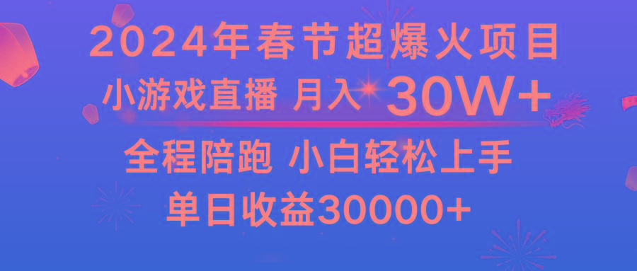 龙年2024过年期间，最爆火的项目 抓住机会 普通小白如何逆袭一个月收益30W+-资源宝库