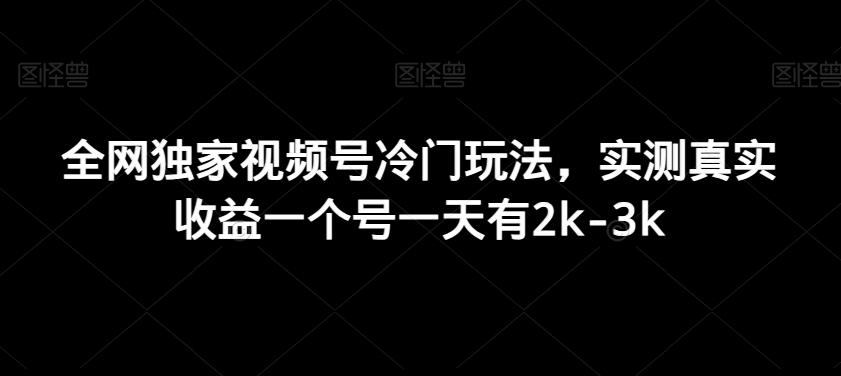 全网独家视频号冷门玩法，实测真实收益一个号一天有2k-3k-资源宝库
