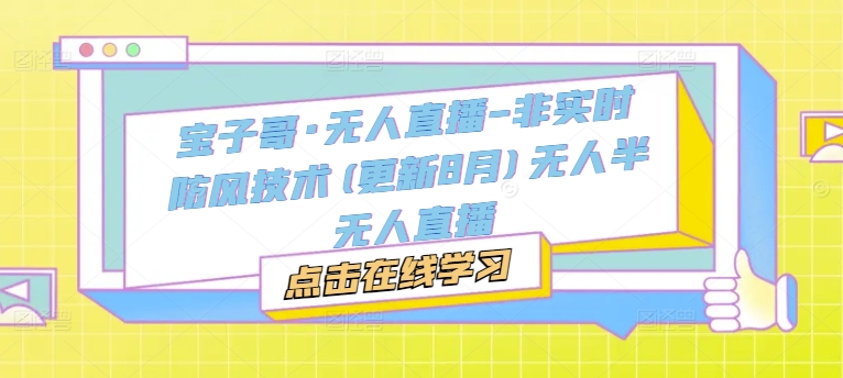 宝子哥·无人直播-非实时防风技术(更新25年7月)无人半无人直播-资源宝库