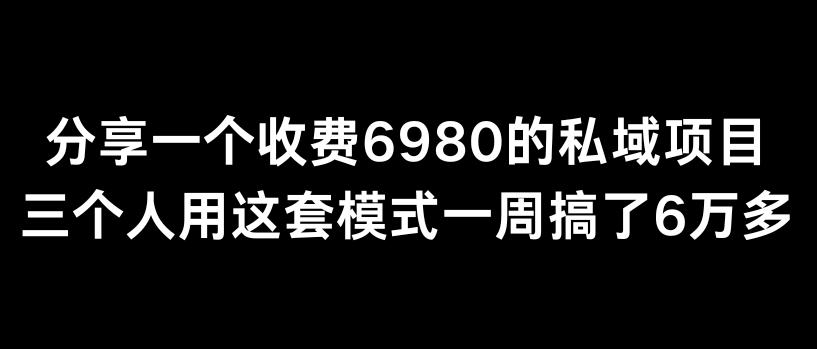 分享一个外面卖6980的私域项目三个人用这套模式一周搞了6万多【揭秘】-资源宝库