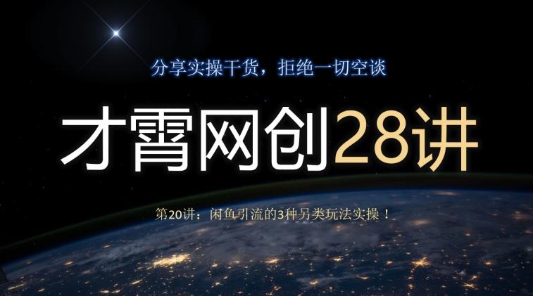 才霄网创28讲第20讲：闲鱼引流的3种另类玩法实操！-资源宝库