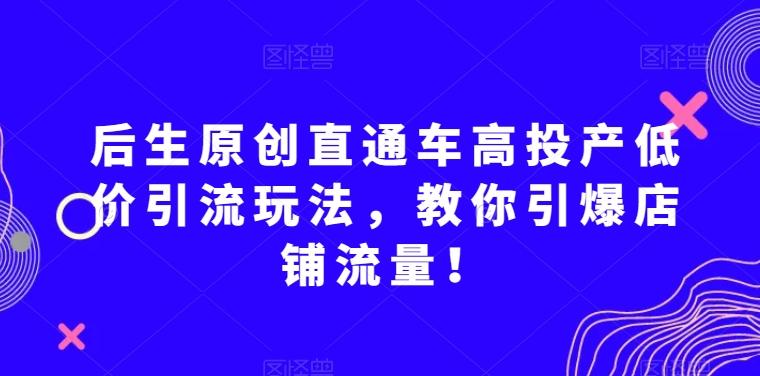 后生原创直通车高投产低价引流玩法，教你引爆店铺流量！-资源宝库