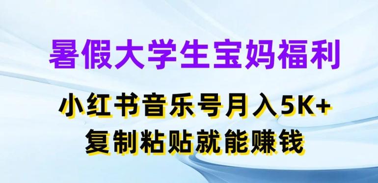暑假大学生宝妈福利，小红书音乐号月入5000+，复制粘贴就能赚钱【揭秘】-资源宝库