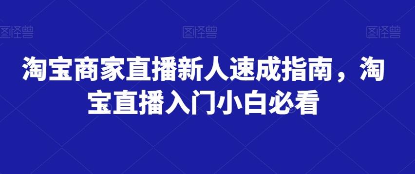 淘宝商家直播新人速成指南，淘宝直播入门小白必看-资源宝库