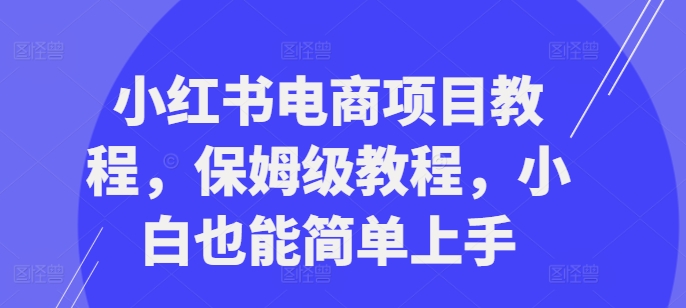 小红书电商项目教程，保姆级教程，小白也能简单上手-资源宝库