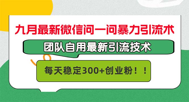 九月最新微信问一问暴力引流术，团队自用引流术，每天稳定300+创…-资源宝库