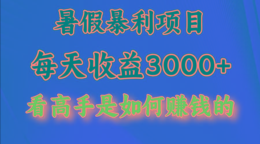 暑假暴力项目 1天收益3000+,视频号,快手,不露脸直播.次日结算-资源宝库