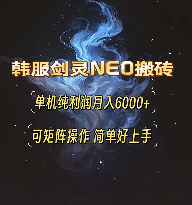 韩服剑灵NEO搬砖攻略，单机纯利润月入6000+ 可矩阵操作，简单好上手。-资源宝库