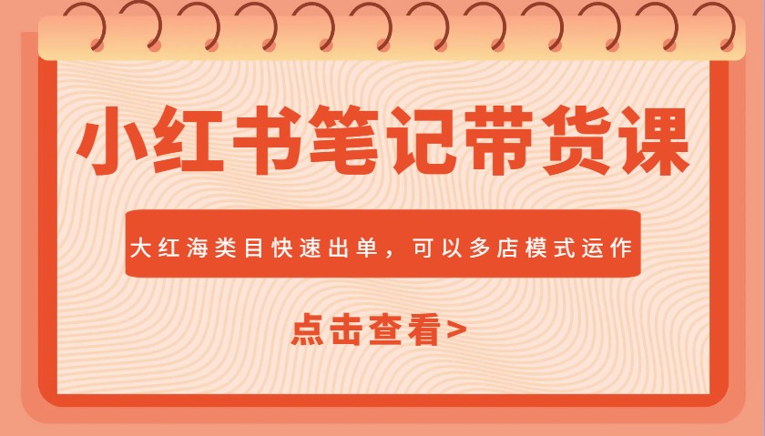 小红书笔记带货课,大红海类目快速出单,市场大,可以多店模式运作-资源宝库