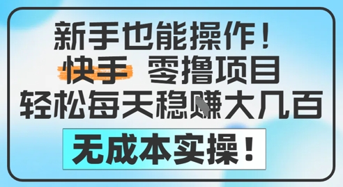 新手也能操作,快手零撸挣米,轻松每天挣2-5张,完全无成本-资源宝库