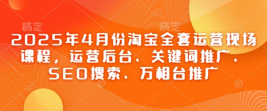 2025年4月份淘宝全套运营现场课程,运营后台、关键词推广、SEO搜索、万相台推广-资源宝库
