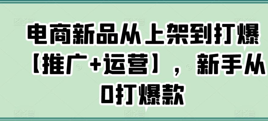 电商新品从上架到打爆【推广+运营】，新手从0打爆款-资源宝库