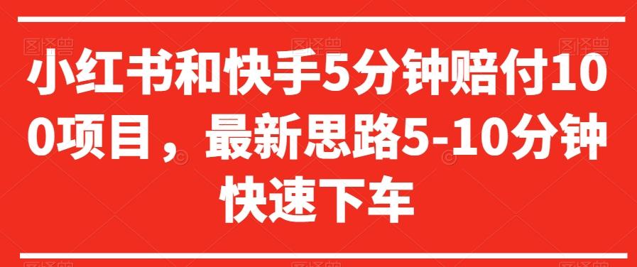 小红书和快手5分钟赔付100项目，最新思路5-10分钟快速下车【仅揭秘】-资源宝库