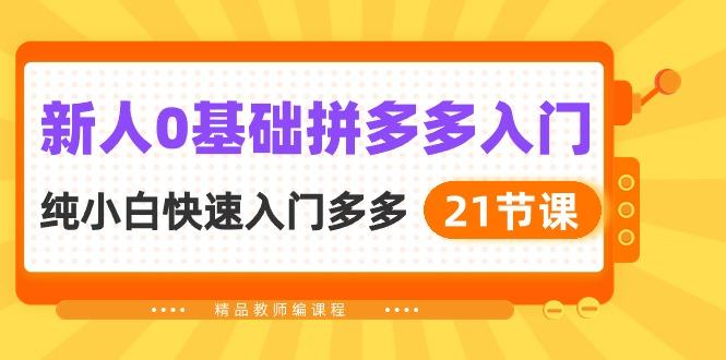 新人0基础拼多多入门，​纯小白快速入门多多(21节课-资源宝库