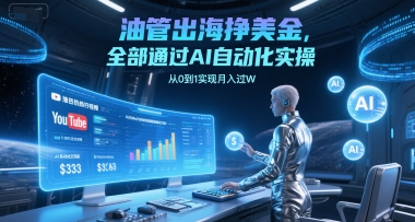 油管出海挣美金，全部通过AI自动化实操，从0到1实现月入过W-资源宝库