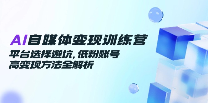 AI自媒体变现训练营，平台选择避坑，低粉账号高变现方法全解析-资源宝库