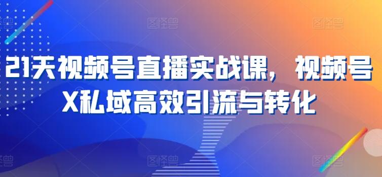 21天视频号直播实战课，视频号X私域高效引流与转化-资源宝库