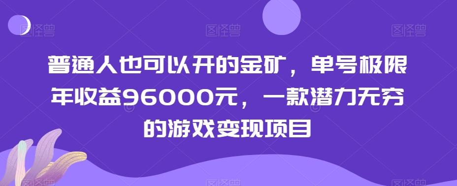 普通人也可以开的金矿，单号极限年收益96000元，一款潜力无穷的游戏变现项目【揭秘】-资源宝库