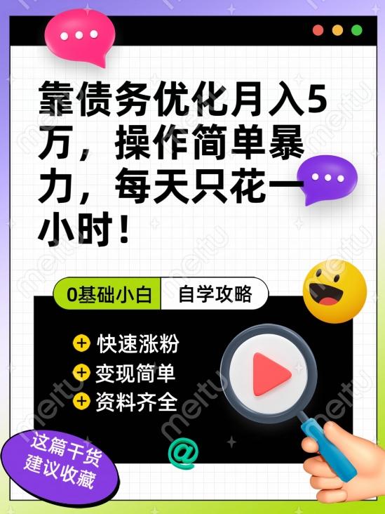 靠债务优化月入五万，每天只要花两个小时，多种方式轻松变现【揭秘】-资源宝库