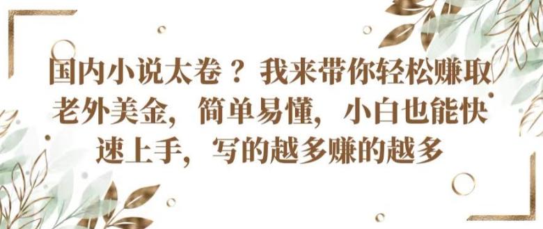 国内小说太卷 ?带你轻松赚取老外美金，简单易懂，小白也能快速上手，写的越多赚的越多【揭秘】-资源宝库