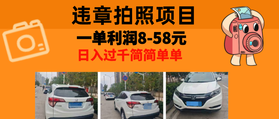 最强副业，违章拍照，一单利润8-58元，全国大小城市都可做-资源宝库