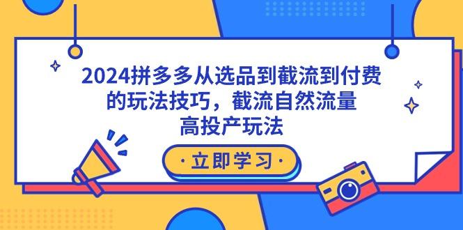 2024拼多多从选品到截流到付费的玩法技巧，截流自然流量玩法，高投产玩法-资源宝库