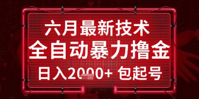 六月最新技术全自动暴力撸金,稳定日入2k+包起号,长期稳定【揭秘】-资源宝库