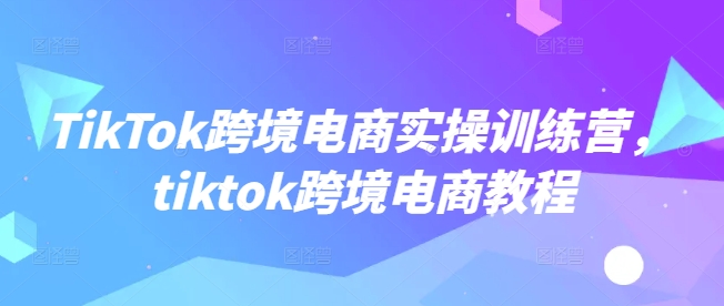 TikTok跨境电商实操训练营,tiktok跨境电商教程-资源宝库