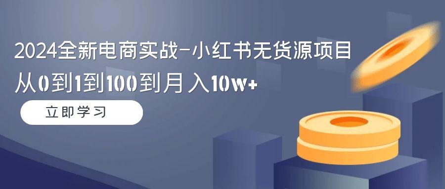 2024全新电商实战-小红书无货源项目：从0到1到100到月入10w+-资源宝库