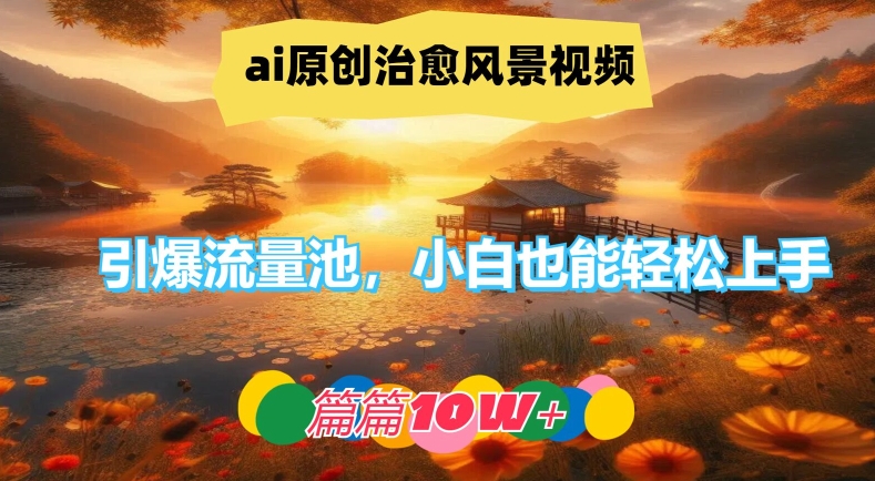 ai原创治愈风景视频，引爆流量池，小白也能轻松上手，篇篇10w+【揭秘】-资源宝库