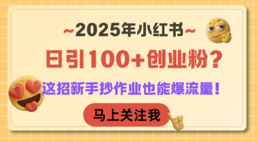 2025年小红书日引100+创业粉?这招新手抄作业也能爆流量!-资源宝库