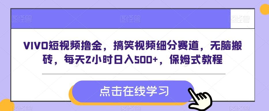 VIVO短视频撸金，搞笑视频细分赛道，无脑搬砖，每天2小时日入500+，保姆式教程-资源宝库