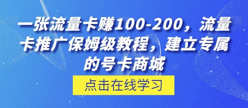 一张流量卡赚100-200，流量卡推广保姆级教程，建立专属的号卡商城-资源宝库