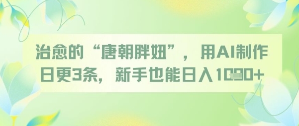 治愈的“唐朝胖妞”,用AI制作日更3条,新手也能日入多张-资源宝库