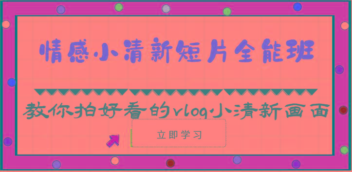 情感小清新短片全能班-教你拍好看的vlog小清新画面(30节课)-资源宝库