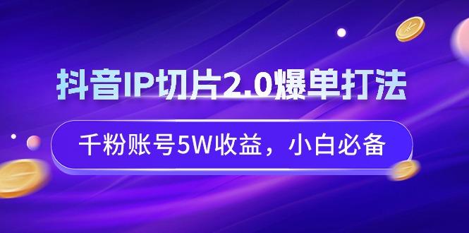 抖音IP切片2.0爆单打法，千粉账号5W收益，小白必备-资源宝库