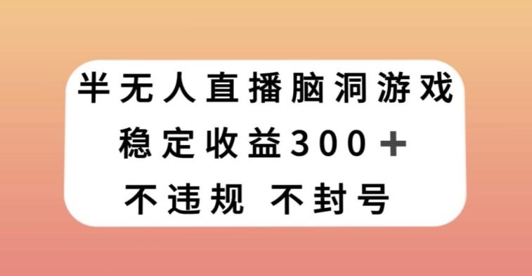 半无人直播脑洞小游戏，每天收入300+，保姆式教学小白轻松上手【揭秘】-资源宝库
