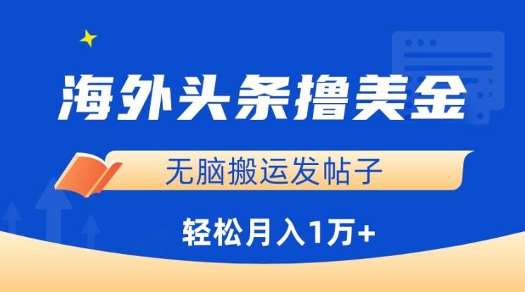 海外头条撸美金，无脑搬运发帖子，月入1万+，小白轻松掌握【揭秘】-资源宝库