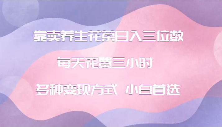 靠卖养生花茶日入三位数，每天花费三小时 多种变现方式 小白首选-资源宝库