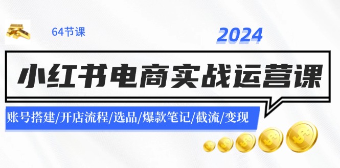 2024小红书电商实战运营课：账号搭建/开店流程/选品/爆款笔记/截流/变现-资源宝库
