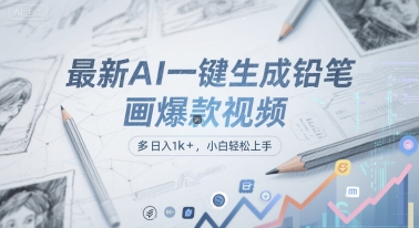 最新AI一键生成铅笔画爆款视频，多平台分发，日 入1k+，小白轻松上手【揭秘】-资源宝库